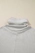 Textured Knit Drawstring Cowl Neck Oversize Slit Hem Top